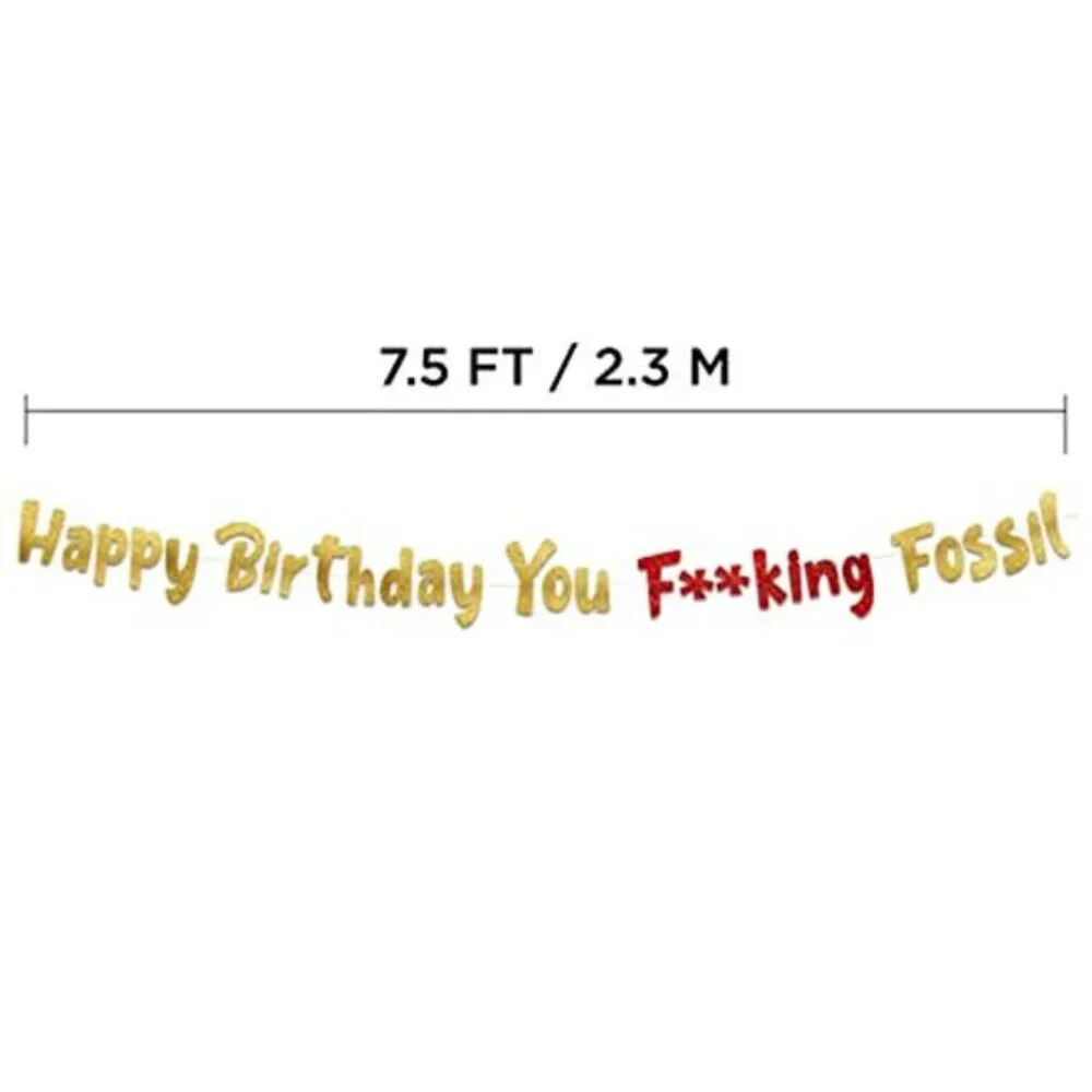 Funny 21st Birthday Banner Gold Glitter Pre Strung Party Decorations for Men Wom